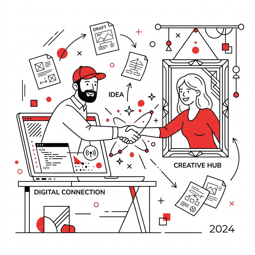 Digital handshake illustration